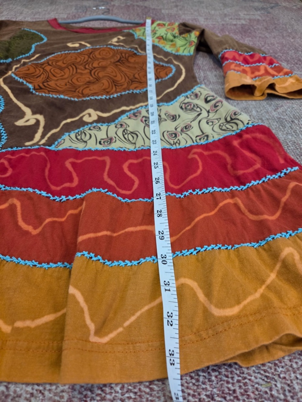 Vintage batik patchwork Rising international hippie core festival dress Nepal sm - Picture 2 of 8